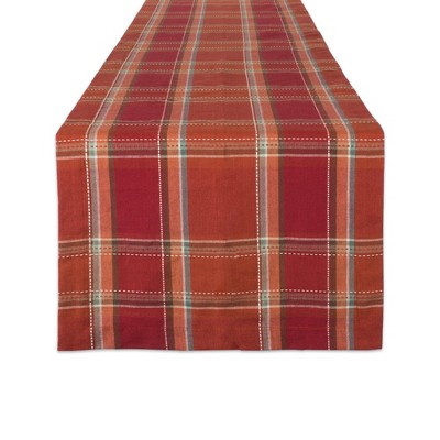 Design Imports Autumn Spice Plaid Table Runner 14X108