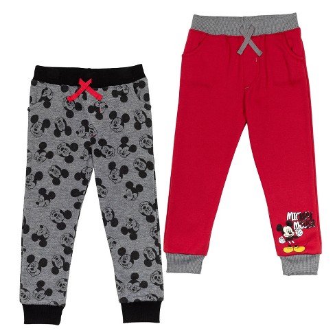 Disney Mickey Mouse Little Boys 2 Pack Pants Gray/red 7-8 : Target