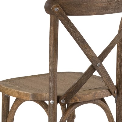 Dark Antique 30 Inch Wooden Cross Back Bar Stool