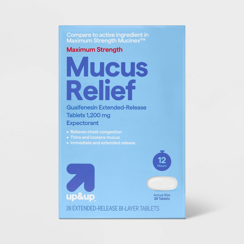 Maximum Strength Mucus Relief Tablets - 28ct - up&up™: Contains Guaifenesin, Gluten-Free