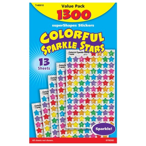 Trend Enterprises Supershapes Colorful Sparkle Stars Sticker Set, Set Of  1300 : Target