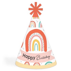 Big Dot of Happiness Hello Rainbow - Cone Happy Birthday Party Hats for Kids and Adults - Set of 8 (Standard Size) - 1 of 4