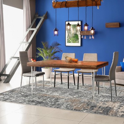 Gray and Beige 8' x 10' Abstract Synthetic Area Rug