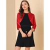 INSPIRE CHIC Women's Satin Elegant 3/4 Sleeve Solid Bolero Shrugs - 2 of 4