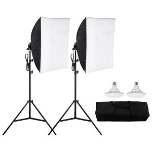 VEVOR Softbox Lighting Kit, 24" x 24", Professional Softbox with 30W 5500K Bulbs, Close to Natural Daylight, Adjustable Tripod Stand, Black - 1 of 4