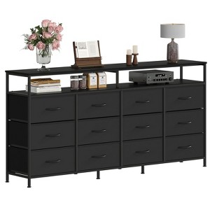 12 Drawers Fabric Dresser 63 Inch Long with Open Shelves TV Stand for  Living Room Bedroom Chest of Drawers : Target