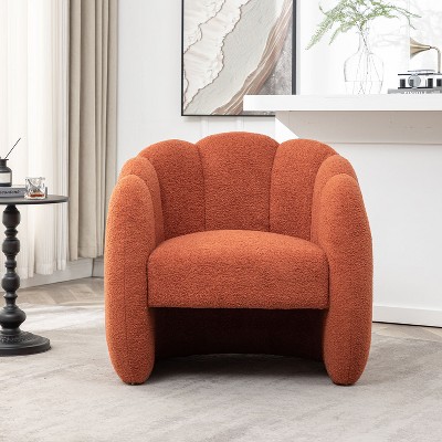 SEYNAR Modern Teddy Upholstered Accent Pumpkin Chair with Openwork Design