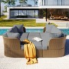 Yami 5-piece Wicker Patio Conversation Set with Cushions, Outdoor Furniture Set with Coffee Table, Loveseat Sofa and Ottoman - Maison Boucle - 2 of 4