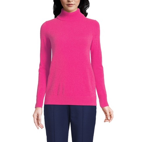 Lands' End Women's Cashmere Turtleneck Sweater - X-small - Hot Pink : Target