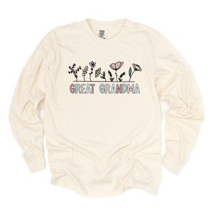 Simply Sage Market Great Grandma Flowers Garment Dyed Long Sleeve - 1 of 4