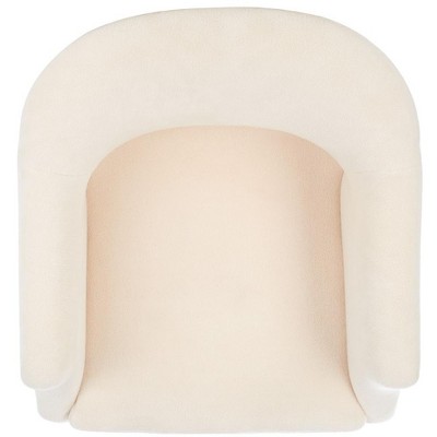 Ivory Faux Lamb Wool Geometric Swivel Accent Chair with Gold Base