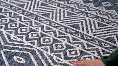 Yellow Geometric Flat Woven Indoor/Outdoor Runner Rug