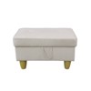 DOMETOUR 28.5" White Flannel Living Room Ottoman-Modern Soft Footrest or Extra Seating for Small Spaces and Bedrooms - 3 of 4