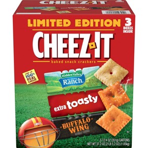 Cheez-It Variety Pack - Extra Toasty, Buffalo Wing & Hidden Valley Ranch - 37.2oz/3ct - 1 of 4