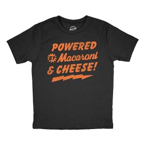 Youth Funny T Shirts Powered By Macaroni And Cheese Sarcastic Food Graphic Novelty Tee For Kids - Crazy Dog Youth T Shirt Black XL - 1 of 4