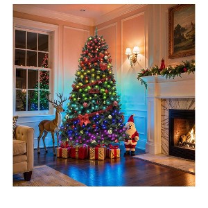6ft/7.5f Green Prelit Spruce Hinged Artificial Christmas Tree with 300/400 LED Lights,3 Timers for Home,Party Decoration with Remote Control - 1 of 4