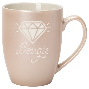 100 North Sparkling Diamond 10 Ounce White and Precious Pearl Metallic Finish, Comfortably Fits Your Hands, New Bone China Coffee Tea Cup Mug, Bougie - 1 of 1