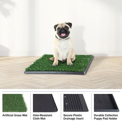 Small Green Artificial Grass Puppy Pee Pad with Tray