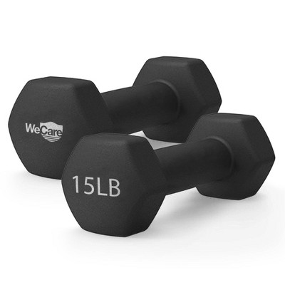 WECARE Neoprene Dumbells 2pc - Black 15lbs