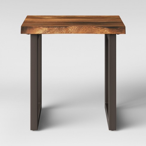 Thorald Wood Top End Table With Metal Legs Brown Project 62