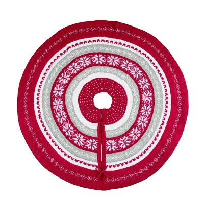 Transpac Fabric 40 in. Red Christmas Nordic Tree Skirt