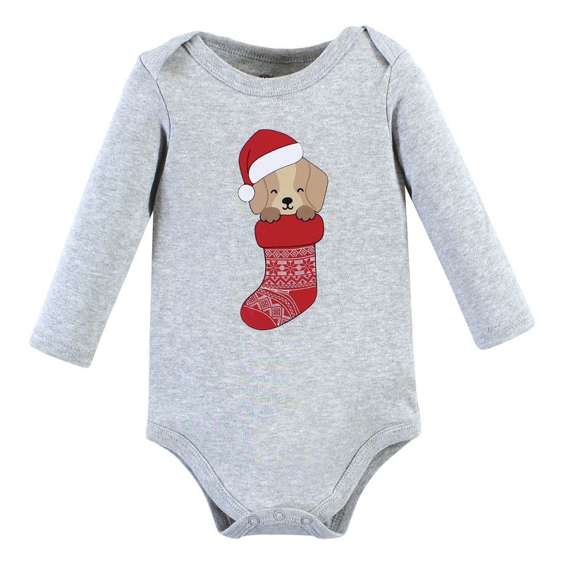 Hudson Baby Unisex Baby Cotton Long-Sleeve Bodysuits, Christmas Dog, 4 of 7