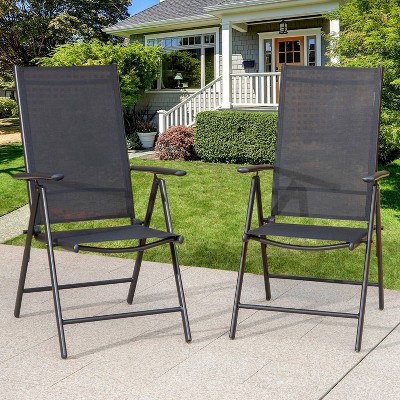 2pk Outdoor 7 Position Arm Chairs With High Backs & Aluminum Frames ...