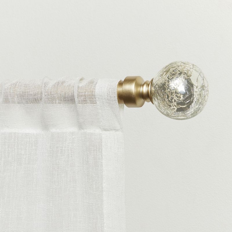 Exclusive Home Silver Aged Sphere 1" Curtain Rod and Coordinating Finial Set, 1 of 4