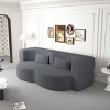 78" Convertible 2 Seater Sofa Bed Couch Twin Bed Sleeper Sofa With 2 Pillows Teddy Fabric Foam-Filled Floor Sofa Couch-Cuddlewood - 2 of 4