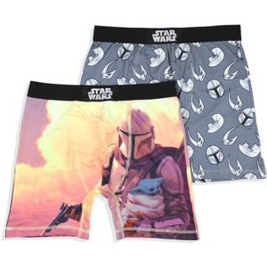 Star Wars Mens' The Mandalorian 2 Pack Boxers Underwear Boxer Briefs Grey - 1 of 4