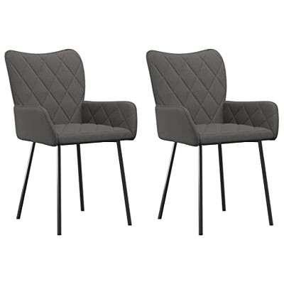 vidaXL Dining Chairs, 2 Pcs, Dark Gray Fabric