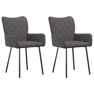 vidaXL Dining Chairs, 2 Pcs, Dark Gray Fabric - 1 of 4