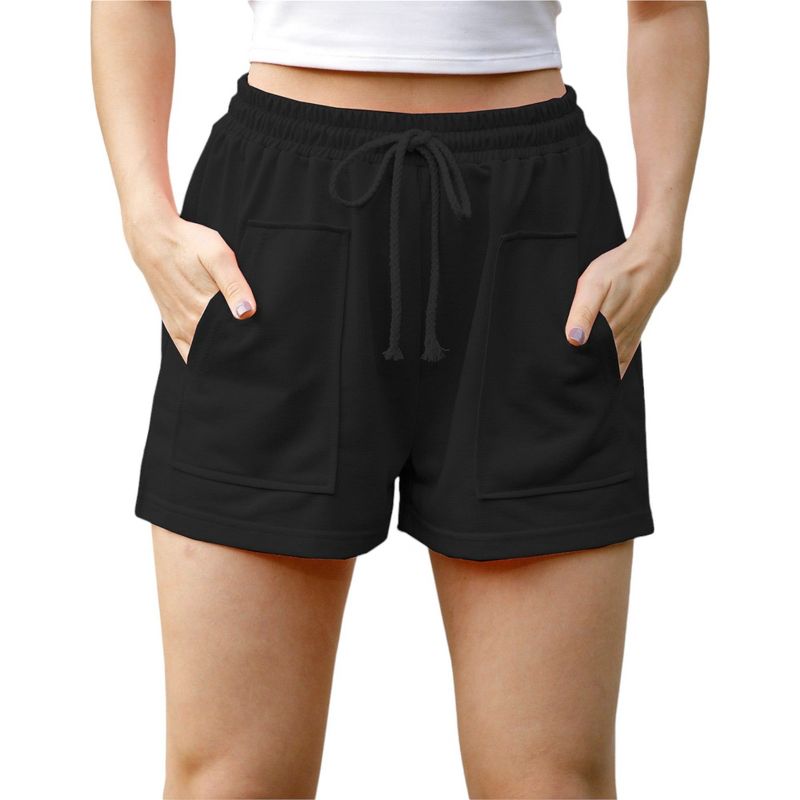 Anna-Kaci Women's Running Short Casual Loose Plain Drawstring Elastic Waist Pockets Summer Beach Shorts Lounge Pants, 1 of 8