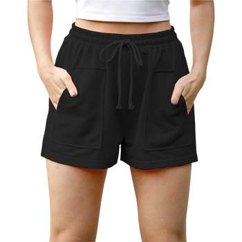 Anna-Kaci Women's Running Short Casual Loose Plain Drawstring Elastic Waist Pockets Summer Beach Shorts Lounge Pants