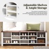 TiramisuBest Farmhouse Hall Tree with Bench, 6 Hooks, Adjustable Shelves & 16 Open Compartments - Entryway Organizer for Mudroom/Living Room (White) - 3 of 4