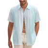 Men's Cotton Linen Shirts Relaxed Fit Short Sleeve Beach Button Down Shirt Button Up Pleats Guayabera Shirts - 2 of 4