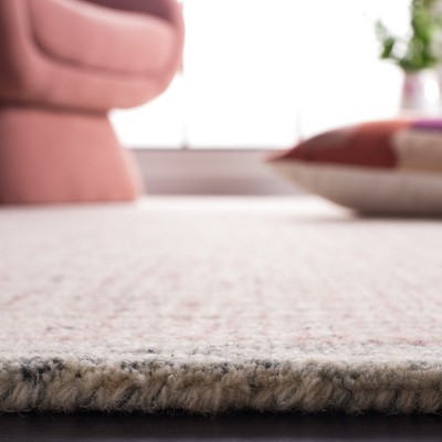 Pink and Ivory Abstract Hand-Tufted Wool Area Rug