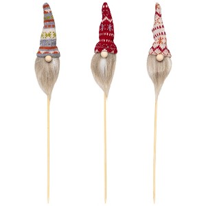 Northlight Gnome with Nordic Hat Christmas Picks - 11.25" - Set of 3 - 1 of 4