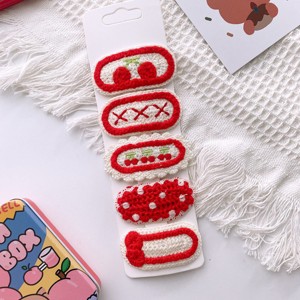 MyKids-USA Versatile Knit Hair Clip With Sweet Floral Design For Girly Charm 5-Piece Set - 1 of 4