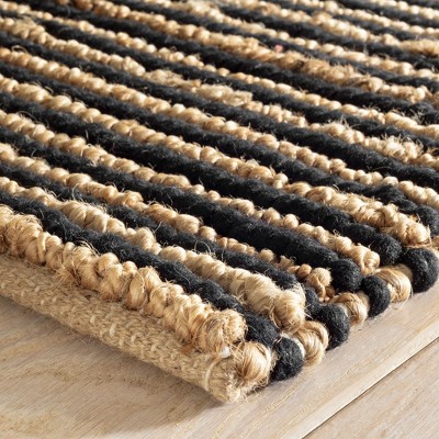 Bunny Williams Black Stripe Wool-Blend 2' x 3' Handmade Rug