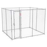 Lucky Dog Adjustable Heavy Duty Outdoor Galvanized Steel Chain Link Dog Kennel Enclosure with Latching Door, and Raised Legs