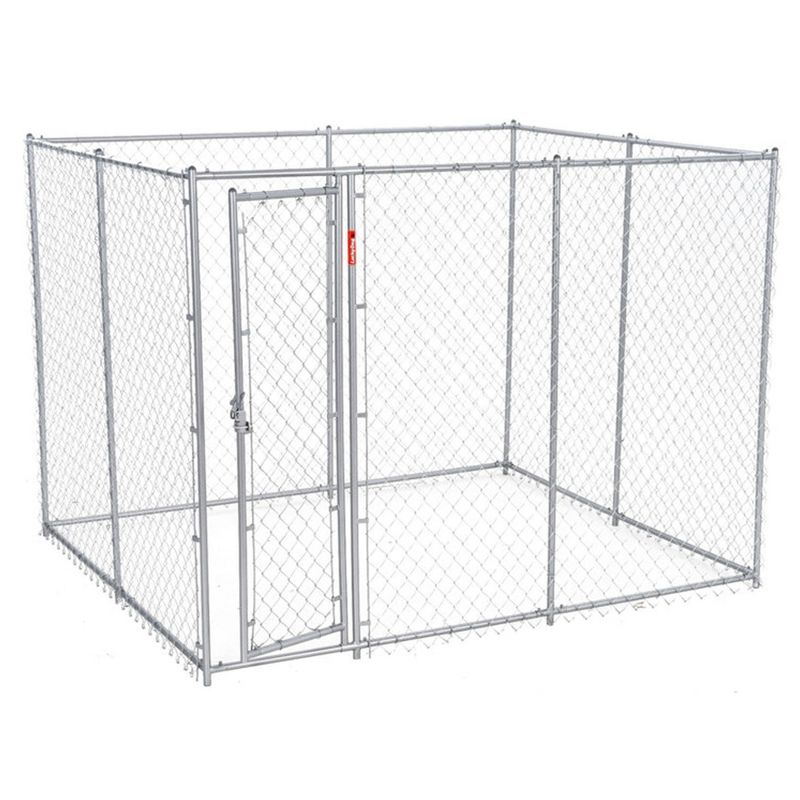 Lucky Dog Adjustable Heavy Duty Outdoor Galvanized Steel Chain Link Dog Kennel Enclosure with Latching Door, and Raised Legs, 1 of 7