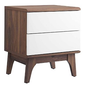 Modway Envision Mid-Century Modern, 2-Drawer Nightstand, Walnut White - 1 of 4
