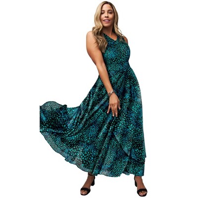 Jessica London Women's Plus Size Georgette Flyaway Maxi Dress