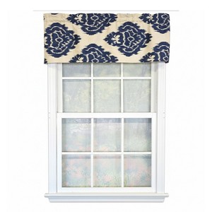 RLF Home 100% Cotton High Quality Flame Tailored Window Valance with 1.5" Rod Pocket 50" W X 12" L Navy - 1 of 4