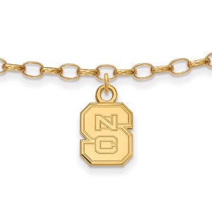 Black Bow Jewelry 14k Yellow Gold Plated Sterling Silver North Carolina State Wolfpack NCAA Anklet 9 Inch - 1 of 4