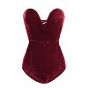Coolmee Women Strapless Velvet Bodysuit Back Lace Up Sexy Bodysuit Top Fashion Costume - 2 of 4