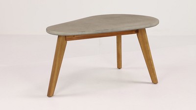 Modern Acacia Wood & Polycement Outdoor Accent Table in Gray