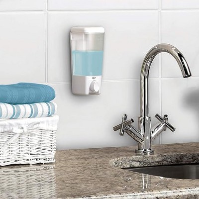 Clear and White Acrylic Lotion/Soap Dispenser, 8.1 in.