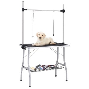 vidaXL Adjustable Dog Grooming Table with 2 Loops and Basket - 1 of 4